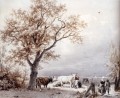 Kühe in sonnenbeschienenem Wiese Niederlande Landschaft Barend Cornelis Koekkoek
